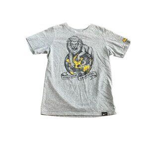 Nike Dri-Fit Boys T-Shirt Athletic Cut Pullover Short Sleeve Lion Print Gray L